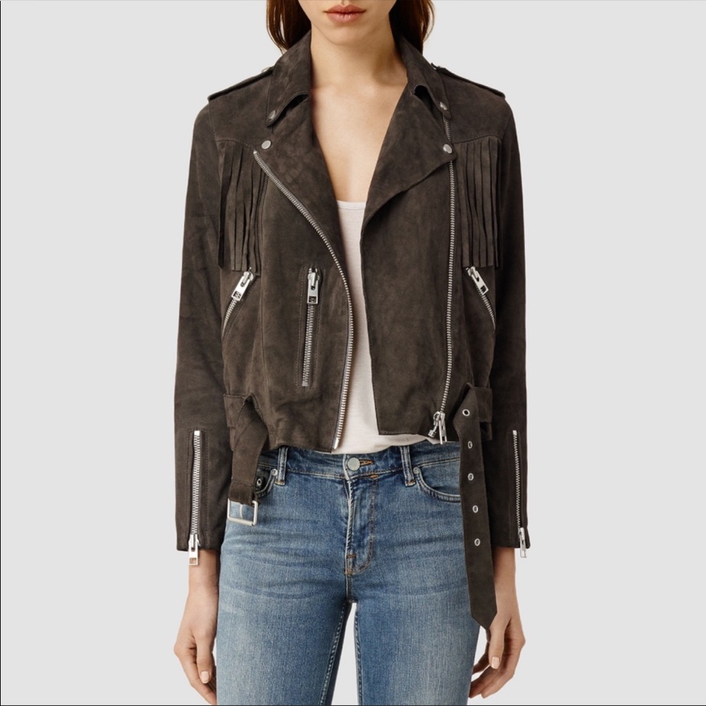 All Saints Limited Edition Tassle Suede Biker